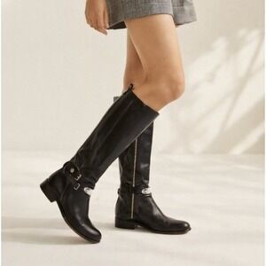 Michael Kors Arley Knee-High Riding Boot — Black Leather — Women's Size 9